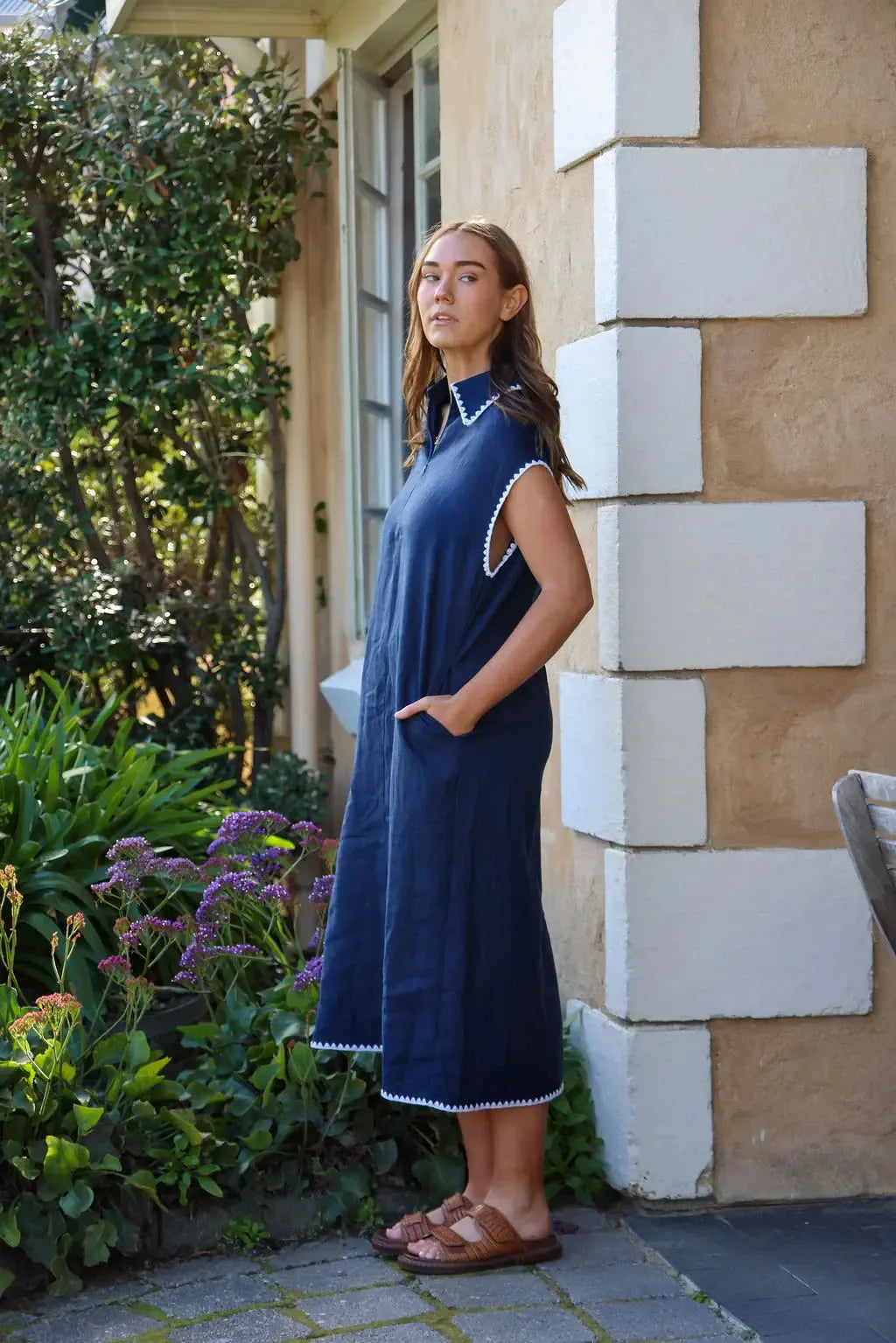 Addy Dress - Navy-The Eighth Letter-Lima & Co