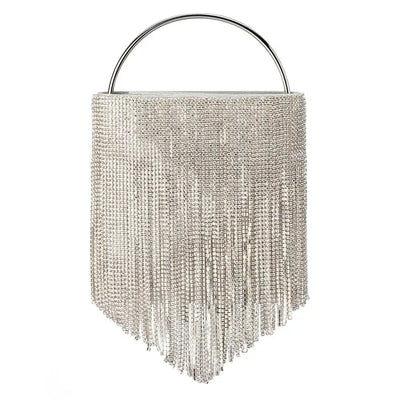 Adina Crystal Fringe Bag - Silver-Olga Berg-Lima & Co
