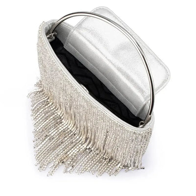 Adina Crystal Fringe Bag - Silver-Olga Berg-Lima & Co