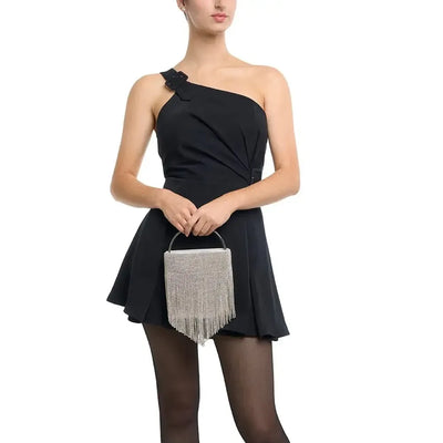 Adina Crystal Fringe Bag - Silver-Olga Berg-Lima & Co