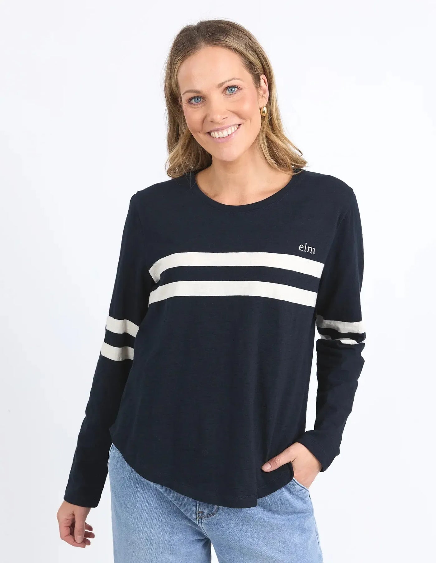 Adora Long Sleeve Tee - Navy-Elm Lifestyle-Lima & Co