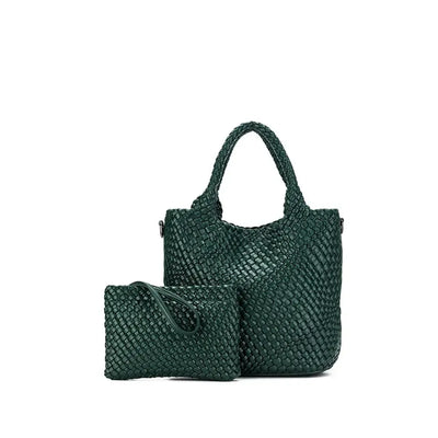 Amali Deep Green 2 Piece Handbag Set-Black Caviar-Lima & Co
