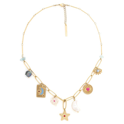 Angelica Short Charms Necklace-Franck Herval-Lima & Co