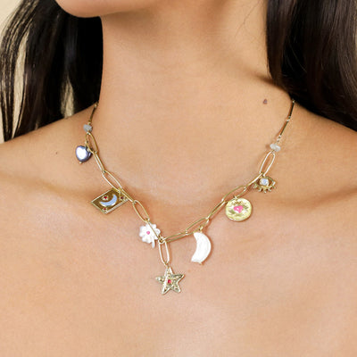 Angelica Short Charms Necklace-Franck Herval-Lima & Co