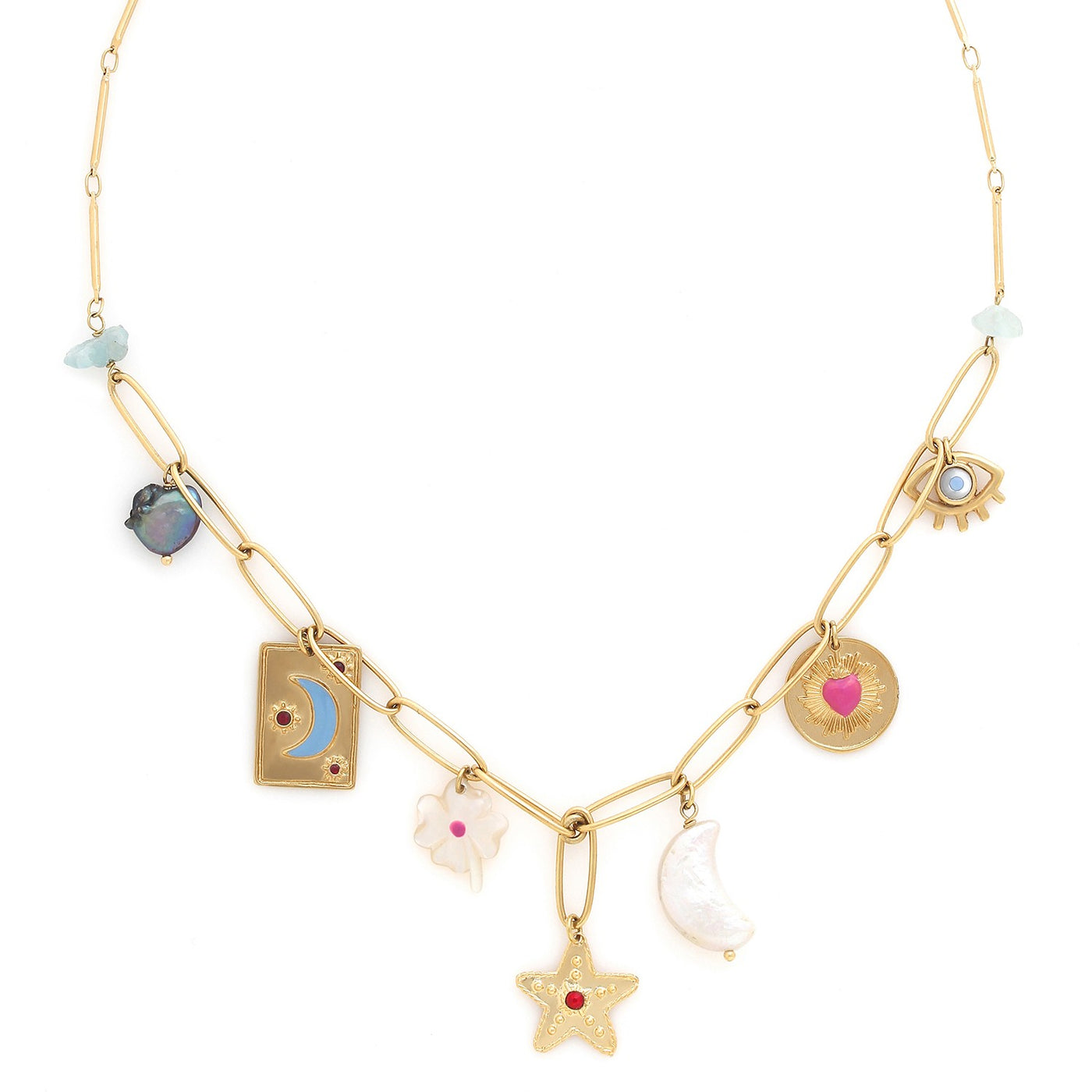 Angelica Short Charms Necklace-Franck Herval-Lima & Co