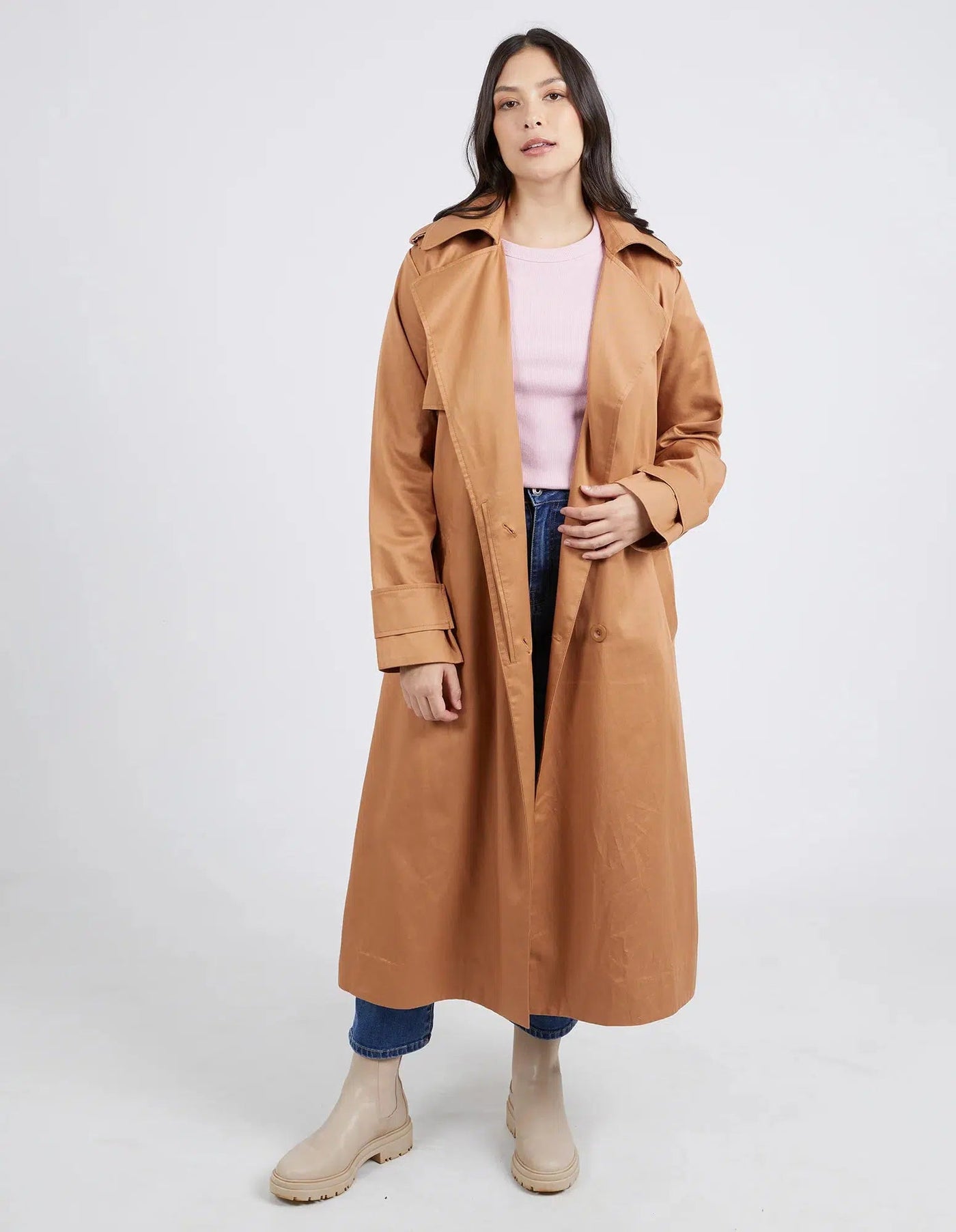 Annabelle Trench Coat - Tan-Elm Lifestyle-Lima & Co