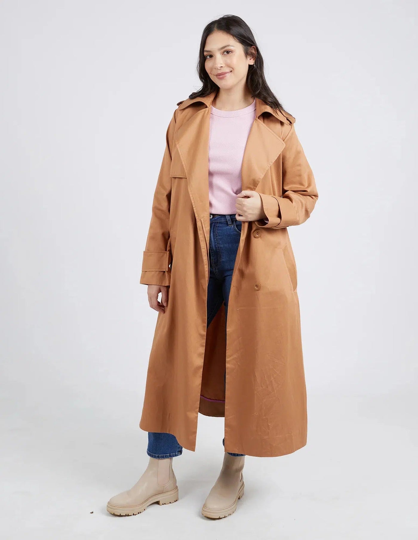 Annabelle Trench Coat - Tan-Elm Lifestyle-Lima & Co