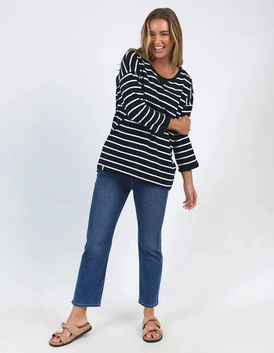 Annie 3/4 Slv Tee - Navy-Foxwood-Lima & Co