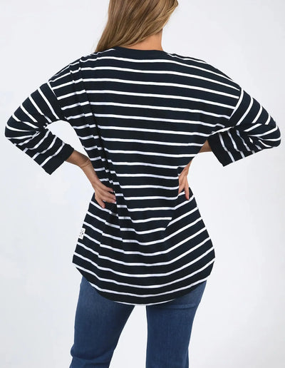 Annie 3/4 Slv Tee - Navy-Foxwood-Lima & Co