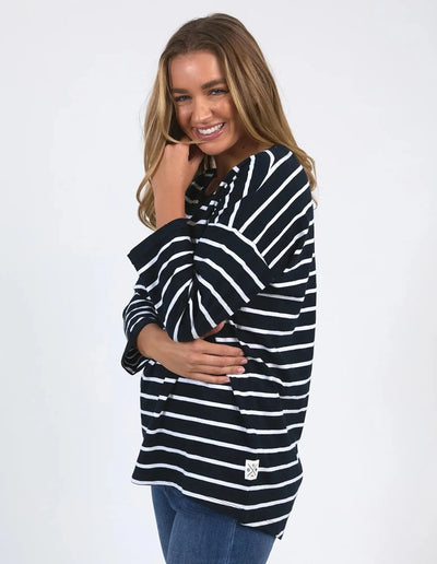 Annie 3/4 Slv Tee - Navy-Foxwood-Lima & Co