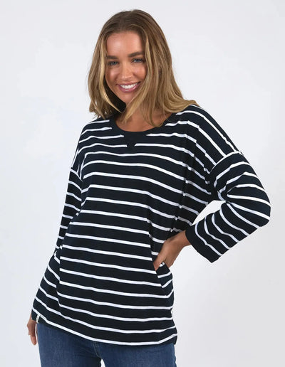 Annie 3/4 Slv Tee - Navy-Foxwood-Lima & Co