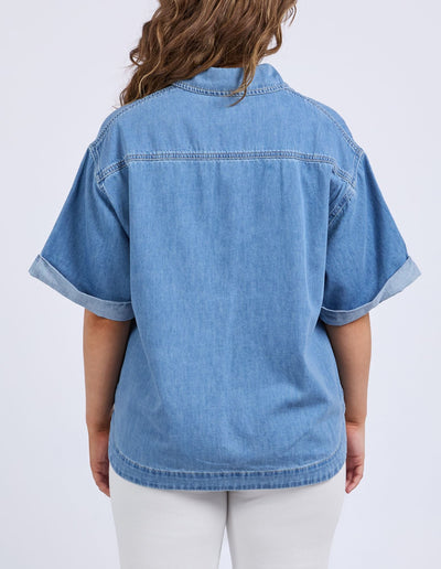 Annika SS Denim Shirt - Blue-Elm Lifestyle-Lima & Co