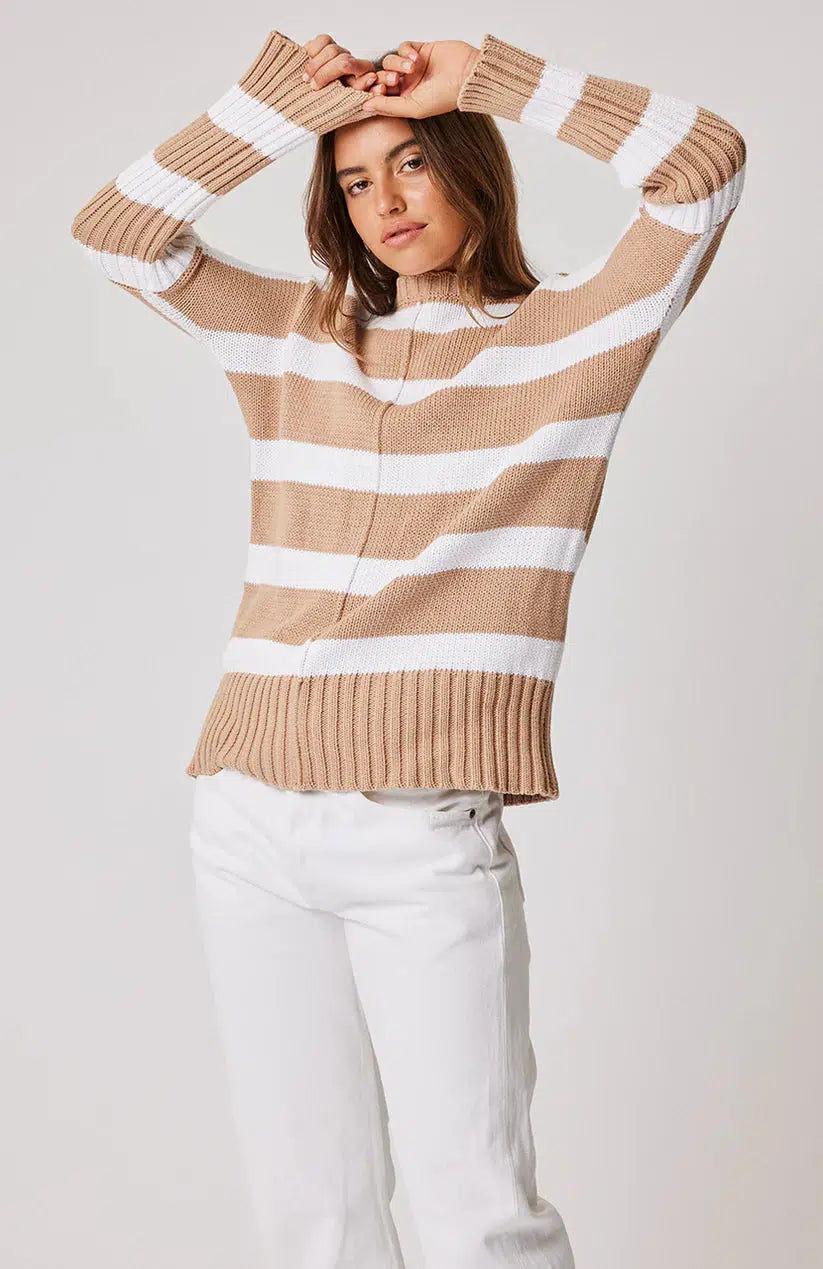 Ariel Knit Sweater - Maple White Stripe-Cartel and Willow-Lima & Co