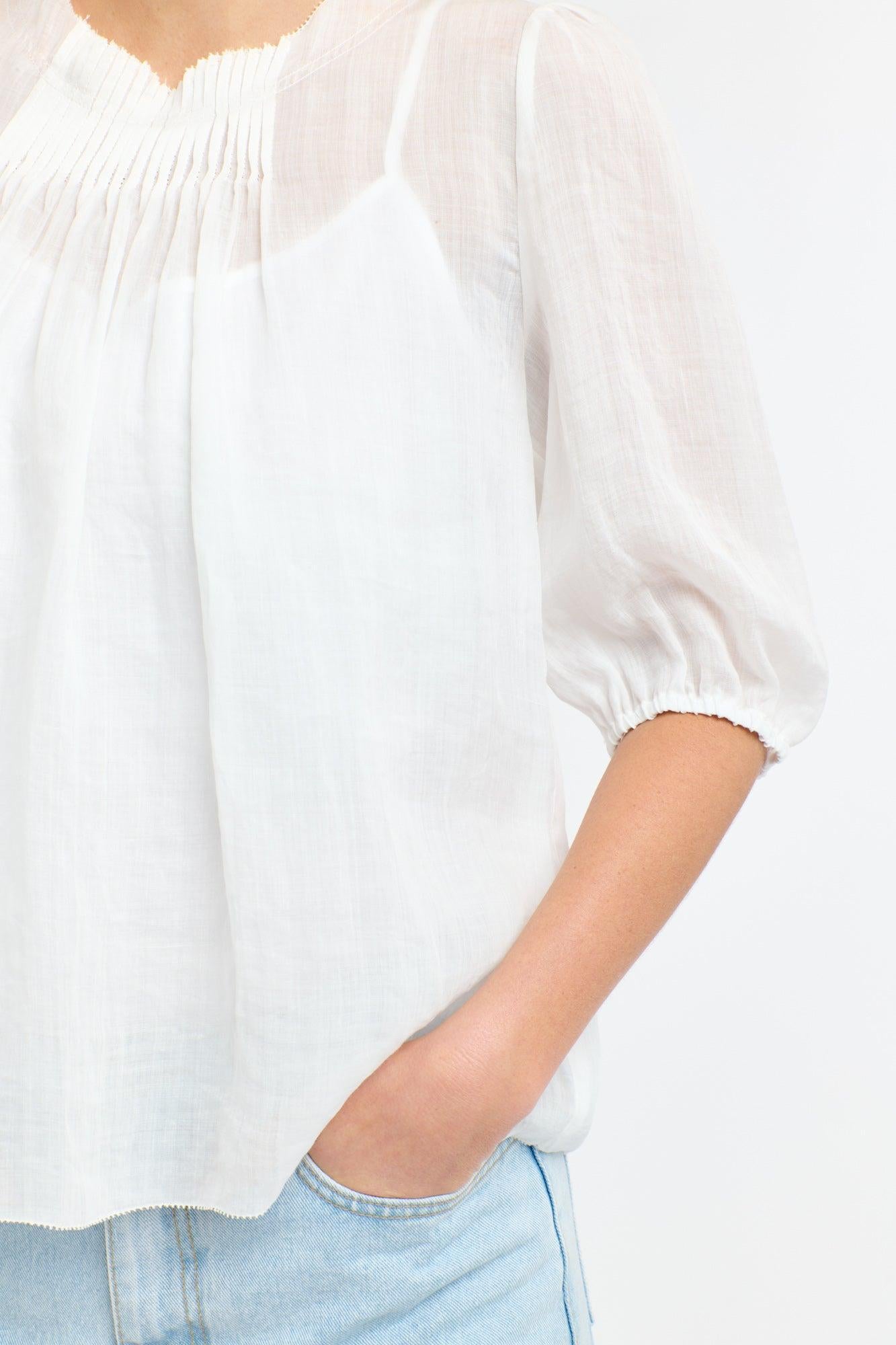 Ariel Pintuck Top - White-365 Days-Lima & Co