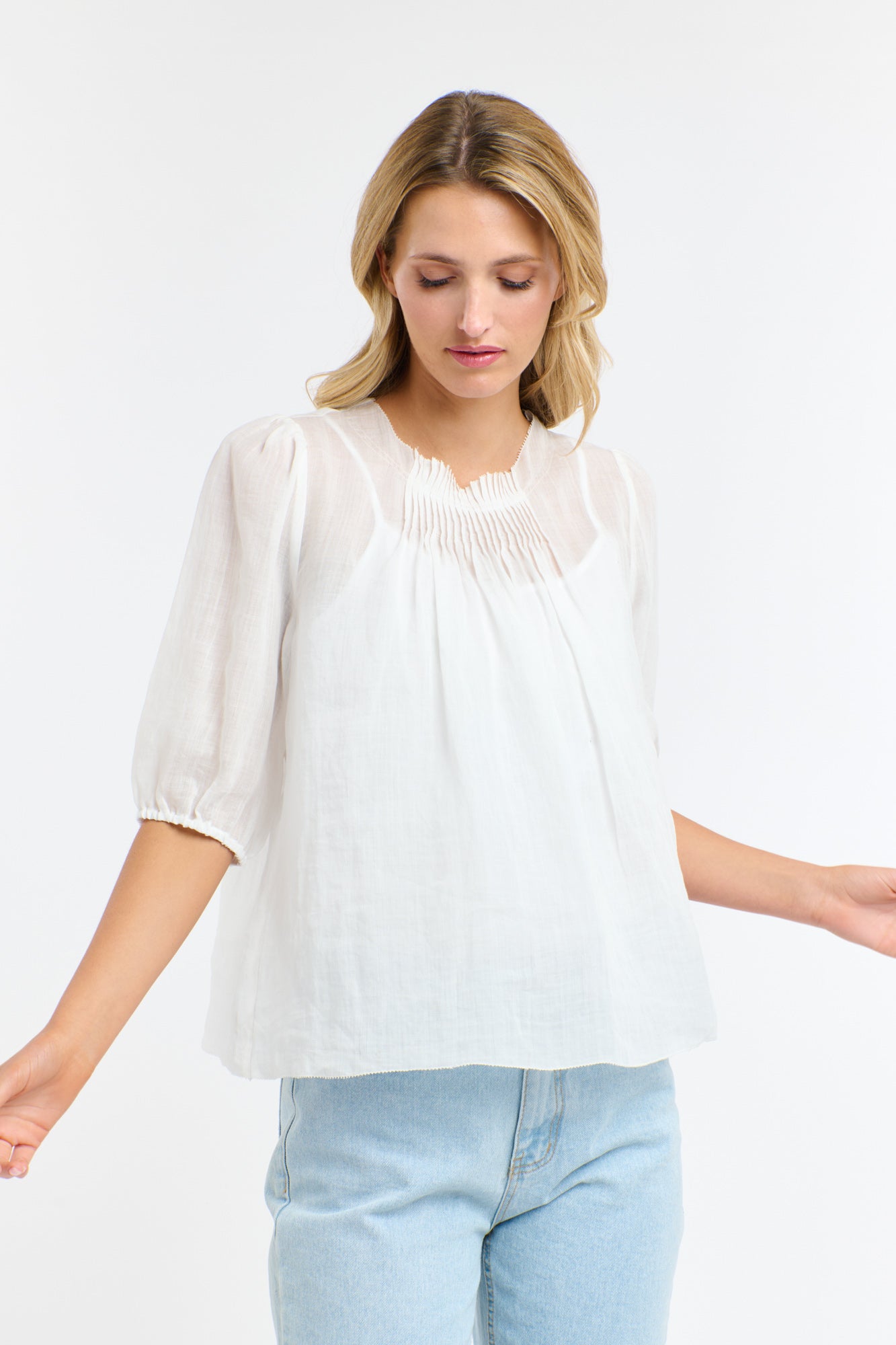 Ariel Pintuck Top - White-365 Days-Lima & Co