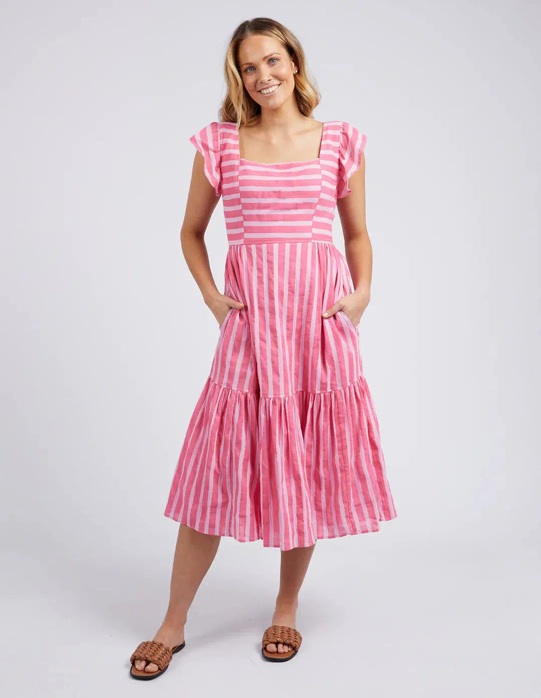Ashley Dress - Pink Punch Stripe-Foxwood-Lima & Co