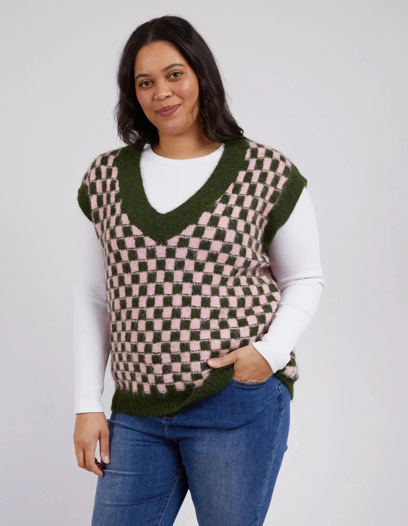 Aspen Knit Vest - Clover/Pale Pink-Elm Lifestyle-Lima & Co