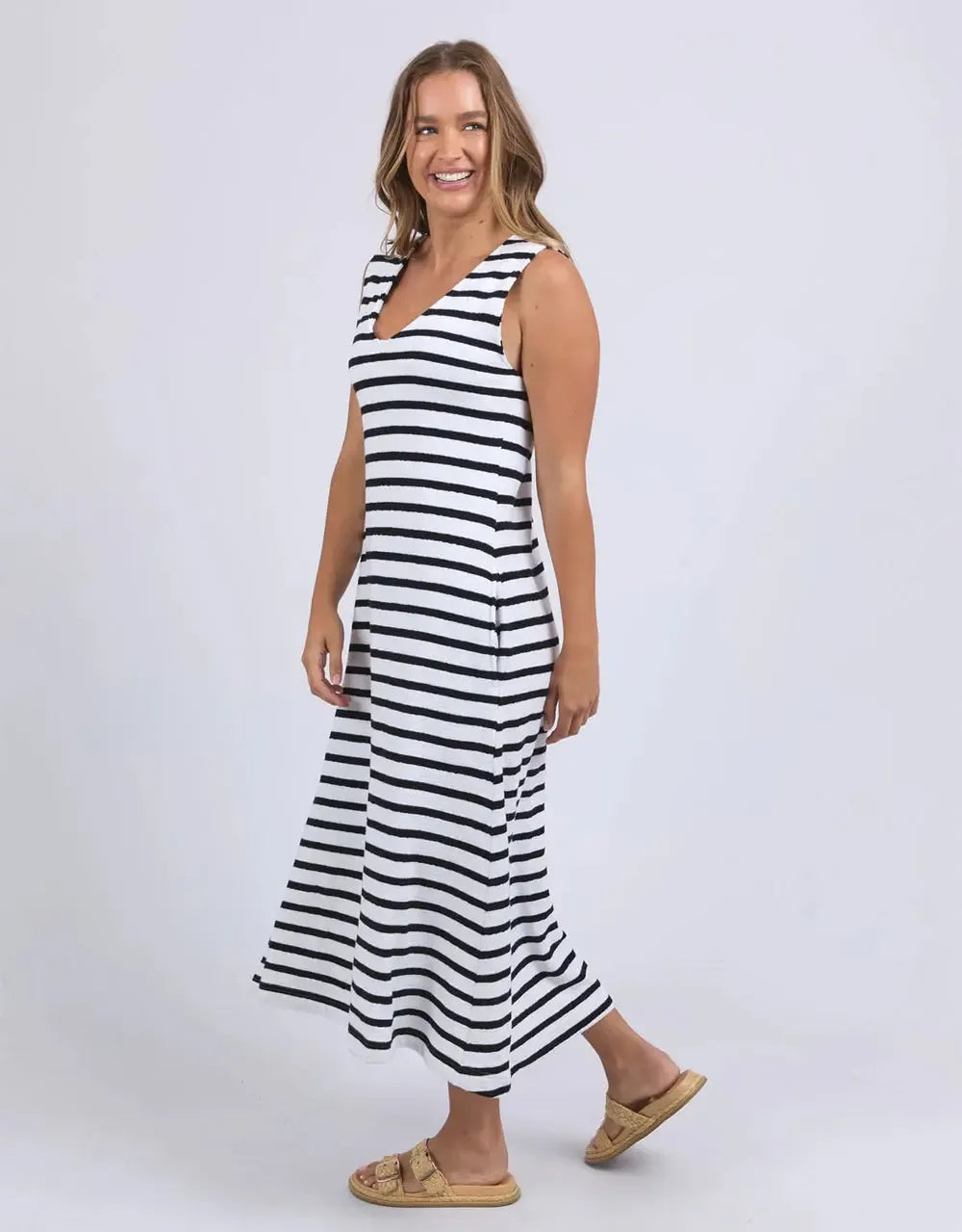 Aspen Stripe Dress - White-Foxwood-Lima & Co