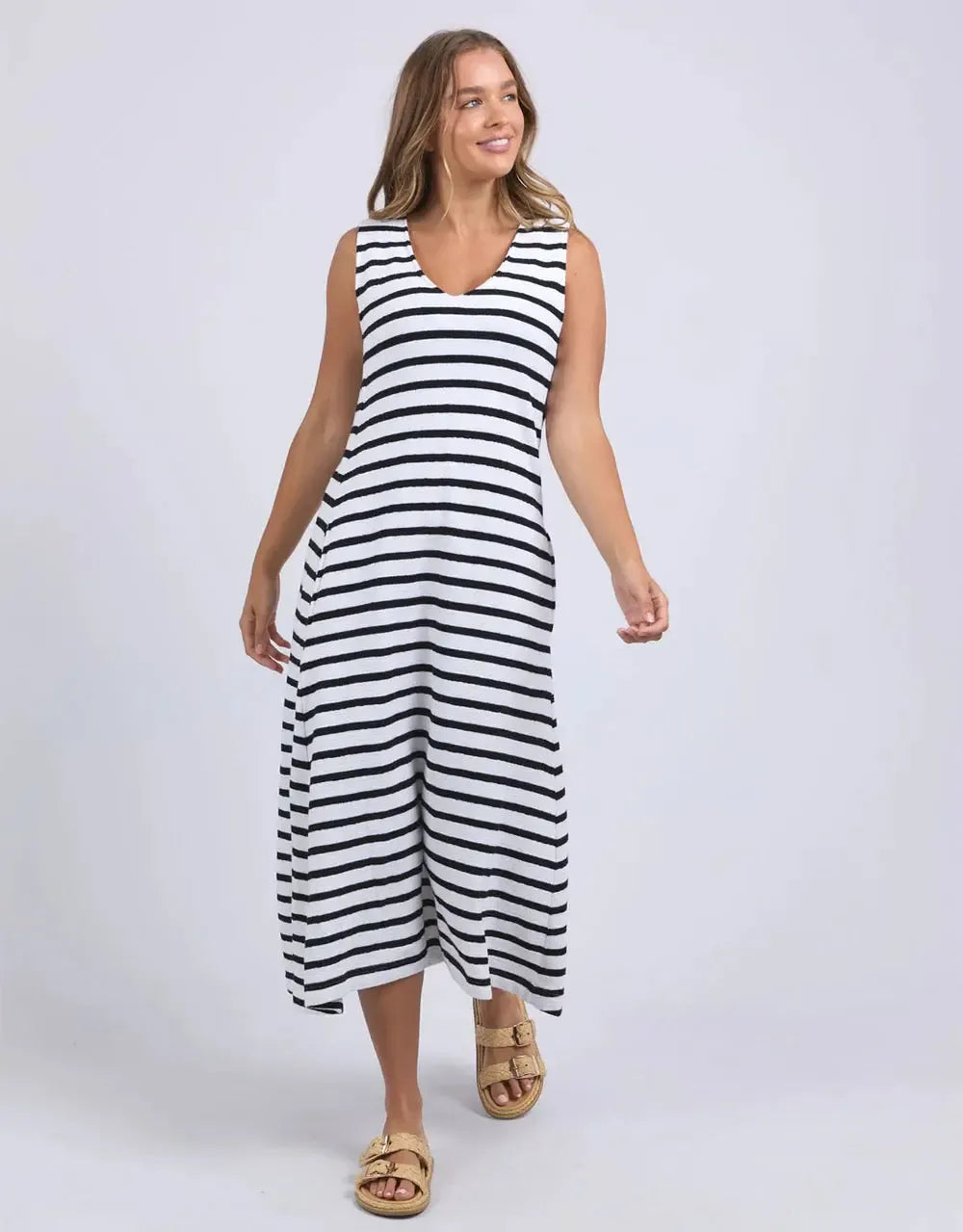 Aspen Stripe Dress - White-Foxwood-Lima & Co