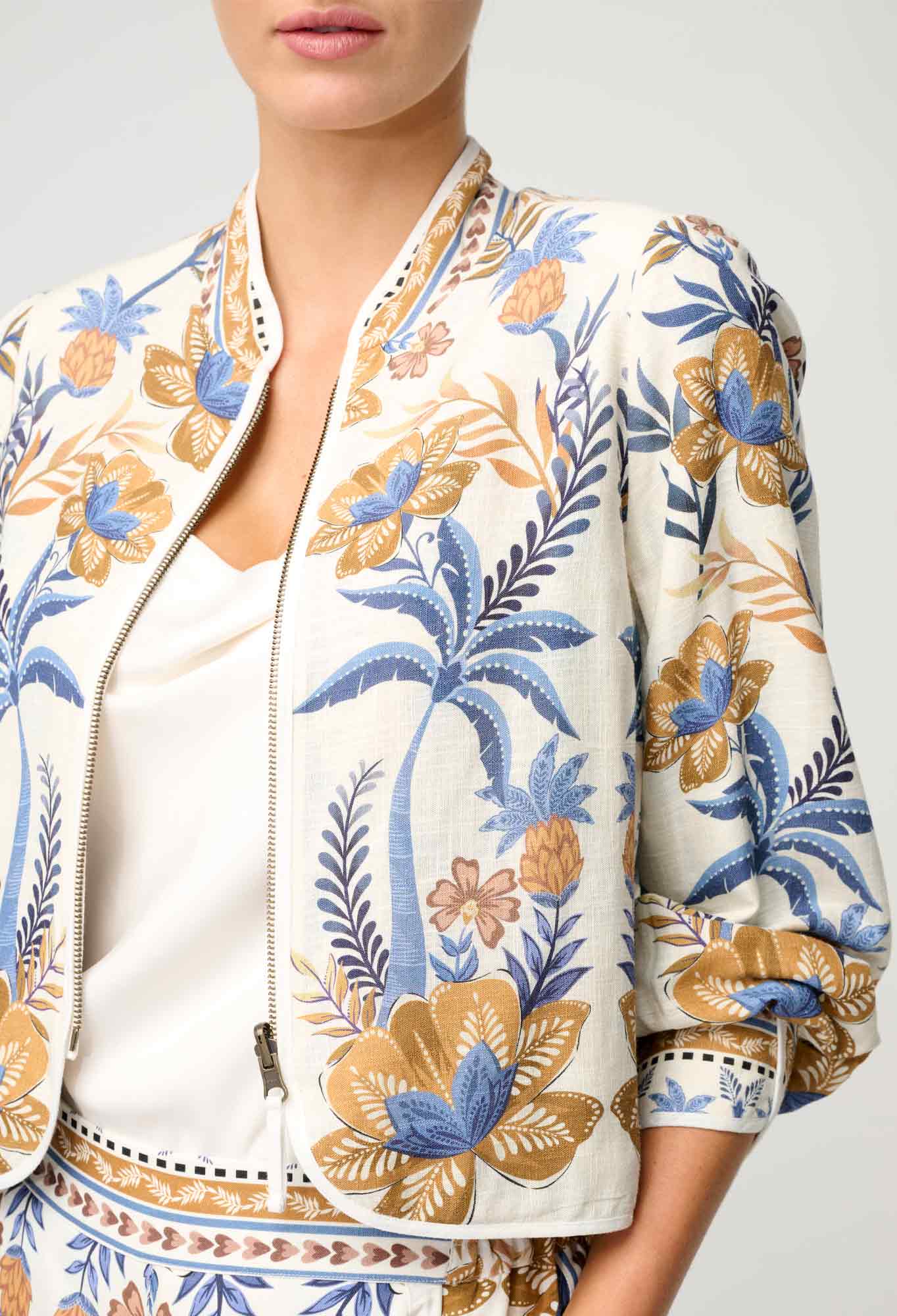 Aurora Reversible Placement Print Linen Viscoe Jacket-Once Was-Lima & Co