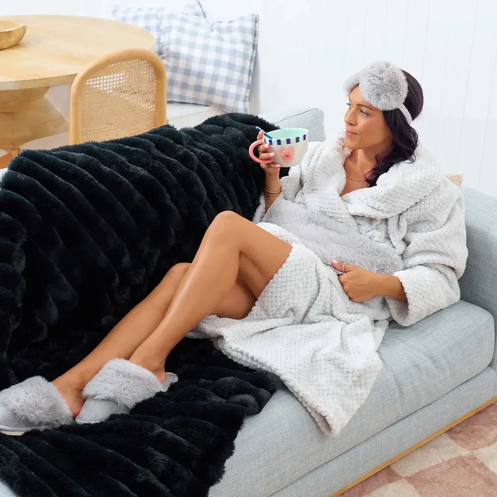 Bath Robe - Cosy Luxe Waffle Light Grey-Annabel Trends-Lima & Co