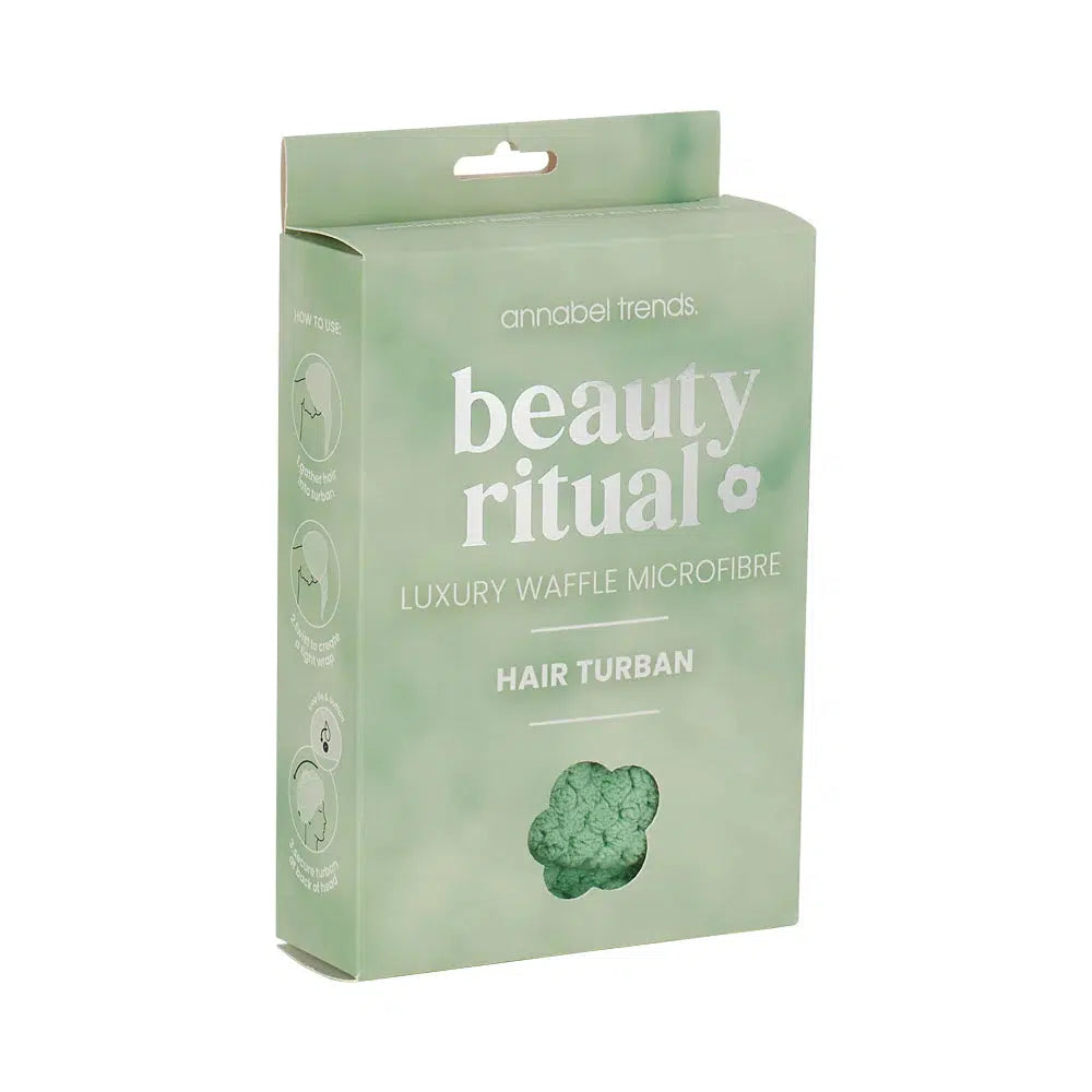 Beauty Ritual Luxury Waffle Hair Turban - Moss-Annabel Trends-Lima & Co