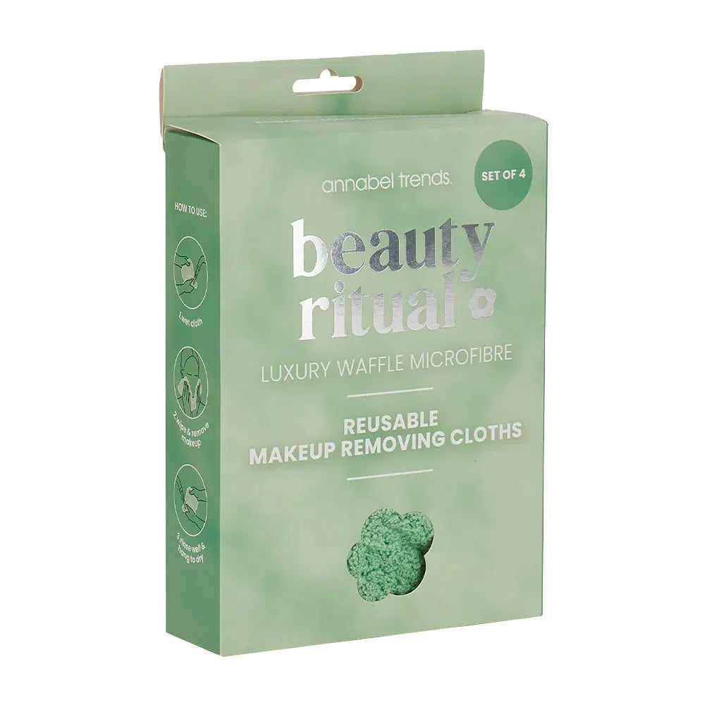Beauty Ritual Luxury Waffle Makeup Removing Cloths 4pc - Moss-Annabel Trends-Lima & Co