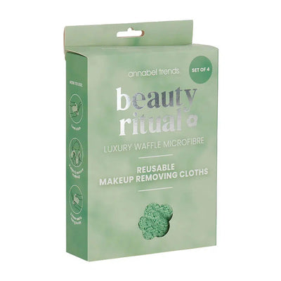 Beauty Ritual Luxury Waffle Makeup Removing Cloths 4pc - Moss-Annabel Trends-Lima & Co