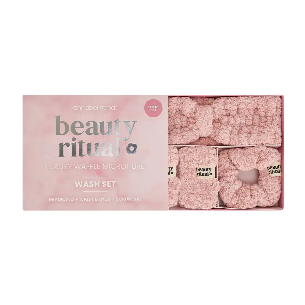 Beauty Ritual Luxury Waffle Wash Set 3 - Dusty Pink-Annabel Trends-Lima & Co