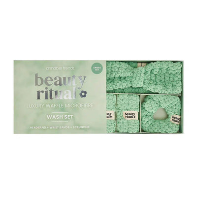 Beauty Ritual Luxury Waffle Wash Set 3 - Moss-Annabel Trends-Lima & Co