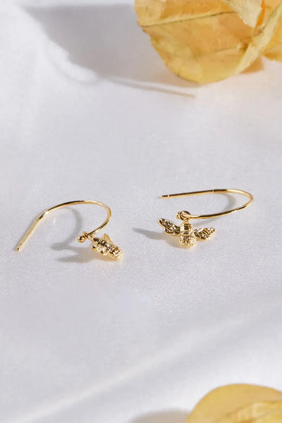 Bee Drop Hoop Earrings - Gold Plated-Estella Bartlett-Lima & Co