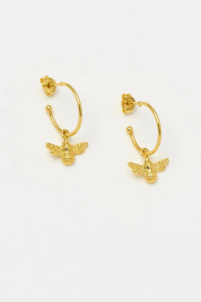 Bee Drop Hoop Earrings - Gold Plated-Estella Bartlett-Lima & Co