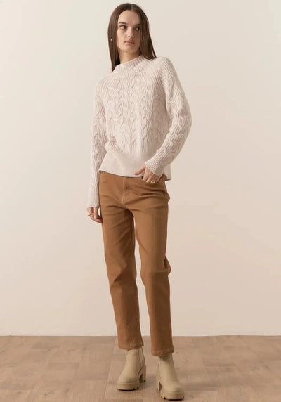 Bennet Lurex Cable Knit - Pebble-POL Clothing-Lima & Co