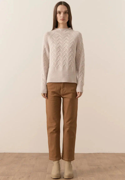 Bennet Lurex Cable Knit - Pebble-POL Clothing-Lima & Co