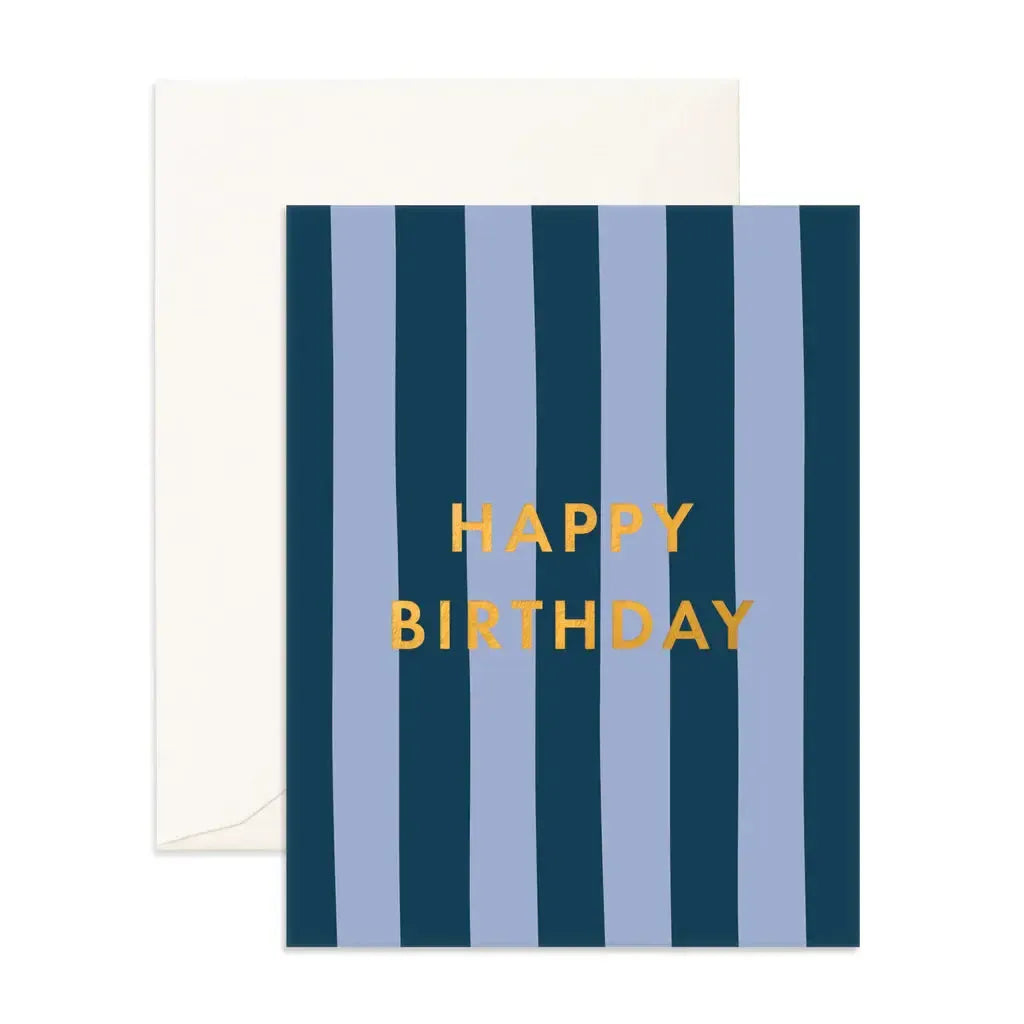 Birthday Navy Stripe Greeting Card-Fox And Fallow-Lima & Co