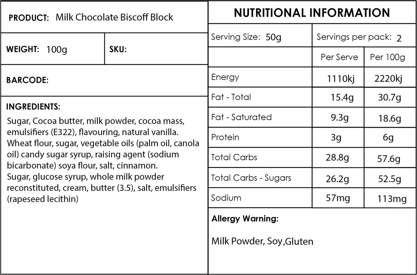 Biscoff Caramel Crunch Milk Choc Block-Freckleberry-Lima & Co