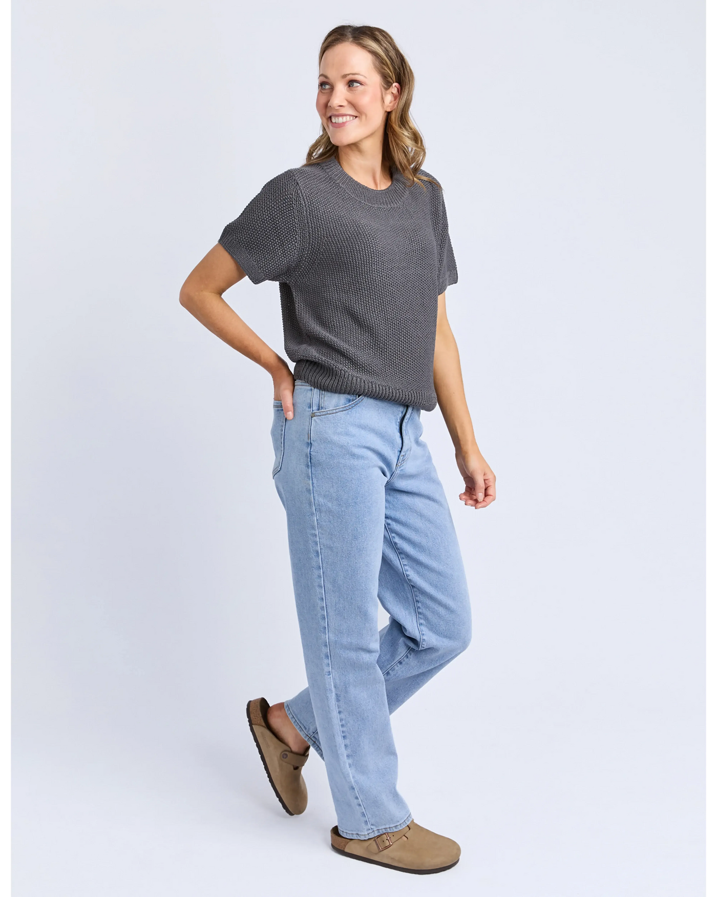 Blair Short Sleeve Knit - Charcoal-Foxwood-Lima & Co