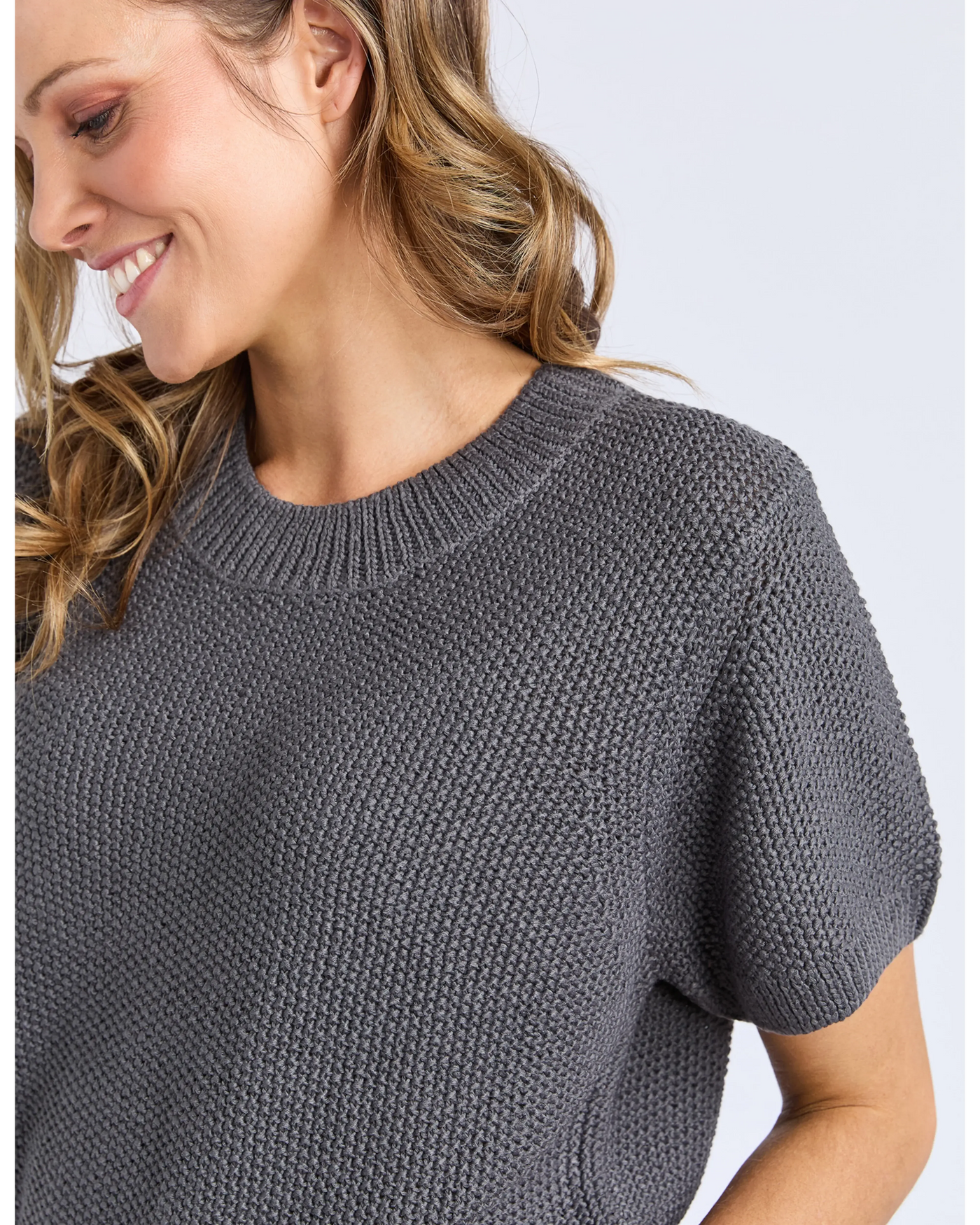 Blair Short Sleeve Knit - Charcoal-Foxwood-Lima & Co