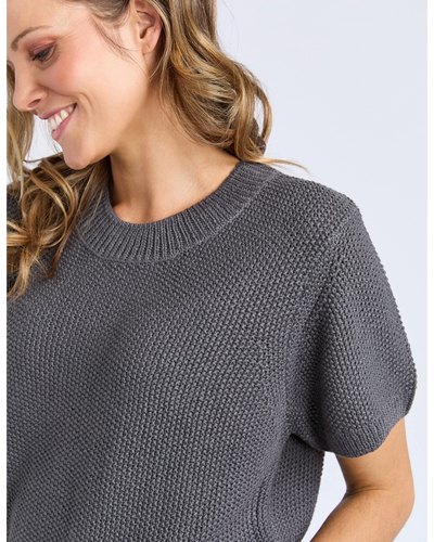 Blair Short Sleeve Knit - Charcoal-Foxwood-Lima & Co