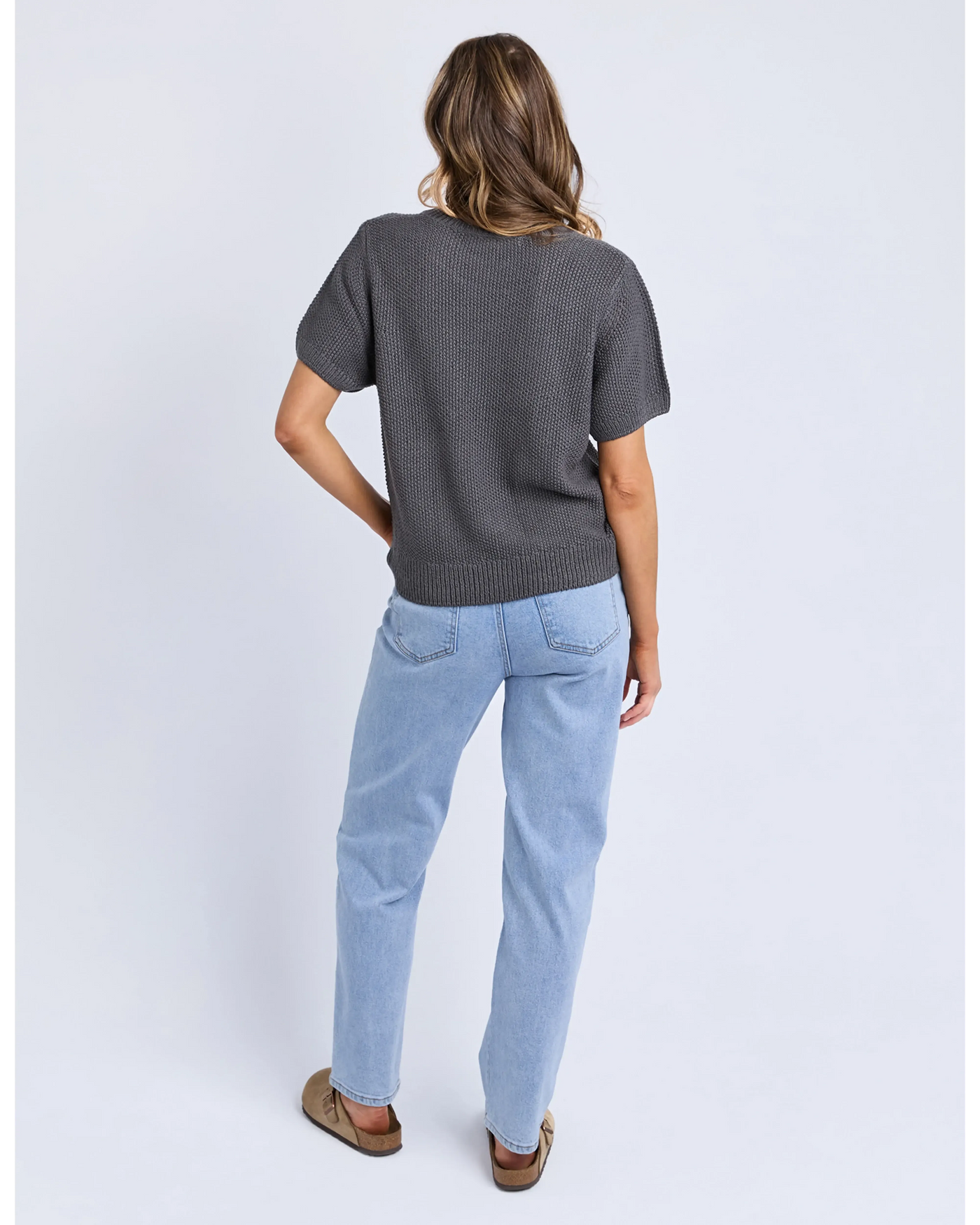 Blair Short Sleeve Knit - Charcoal-Foxwood-Lima & Co