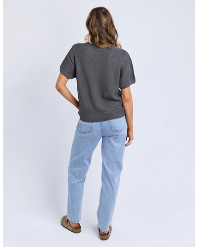 Blair Short Sleeve Knit - Charcoal-Foxwood-Lima & Co