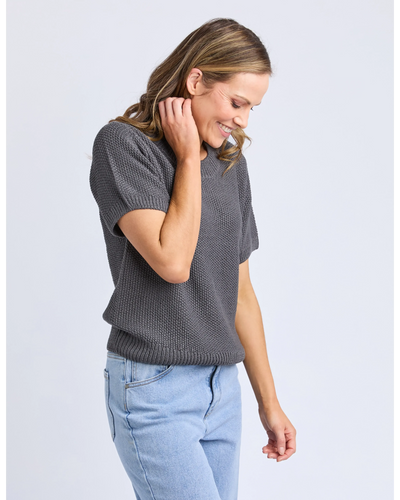 Blair Short Sleeve Knit - Charcoal-Foxwood-Lima & Co