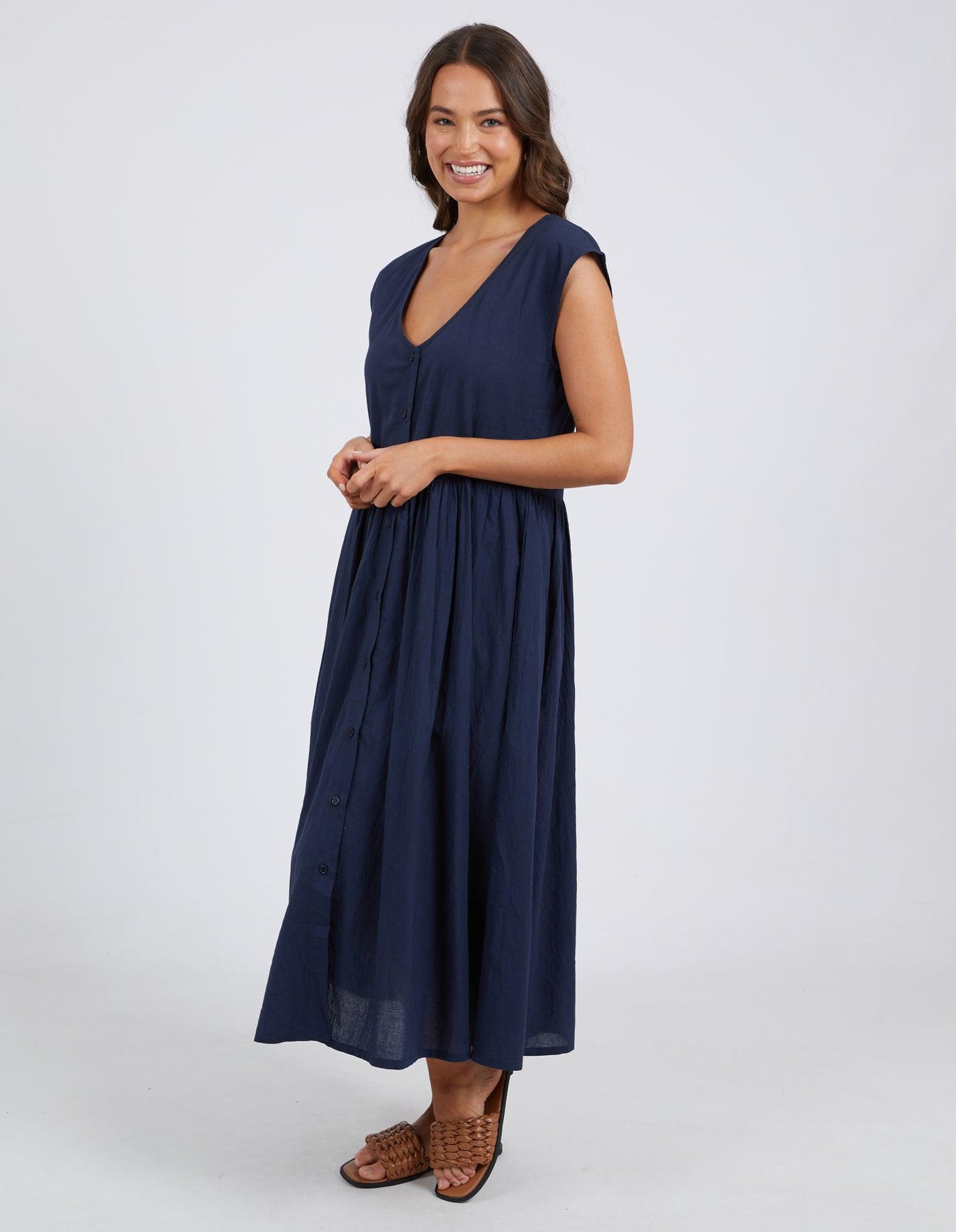 Blake Midi Dress - Navy-Elm Lifestyle-Lima & Co