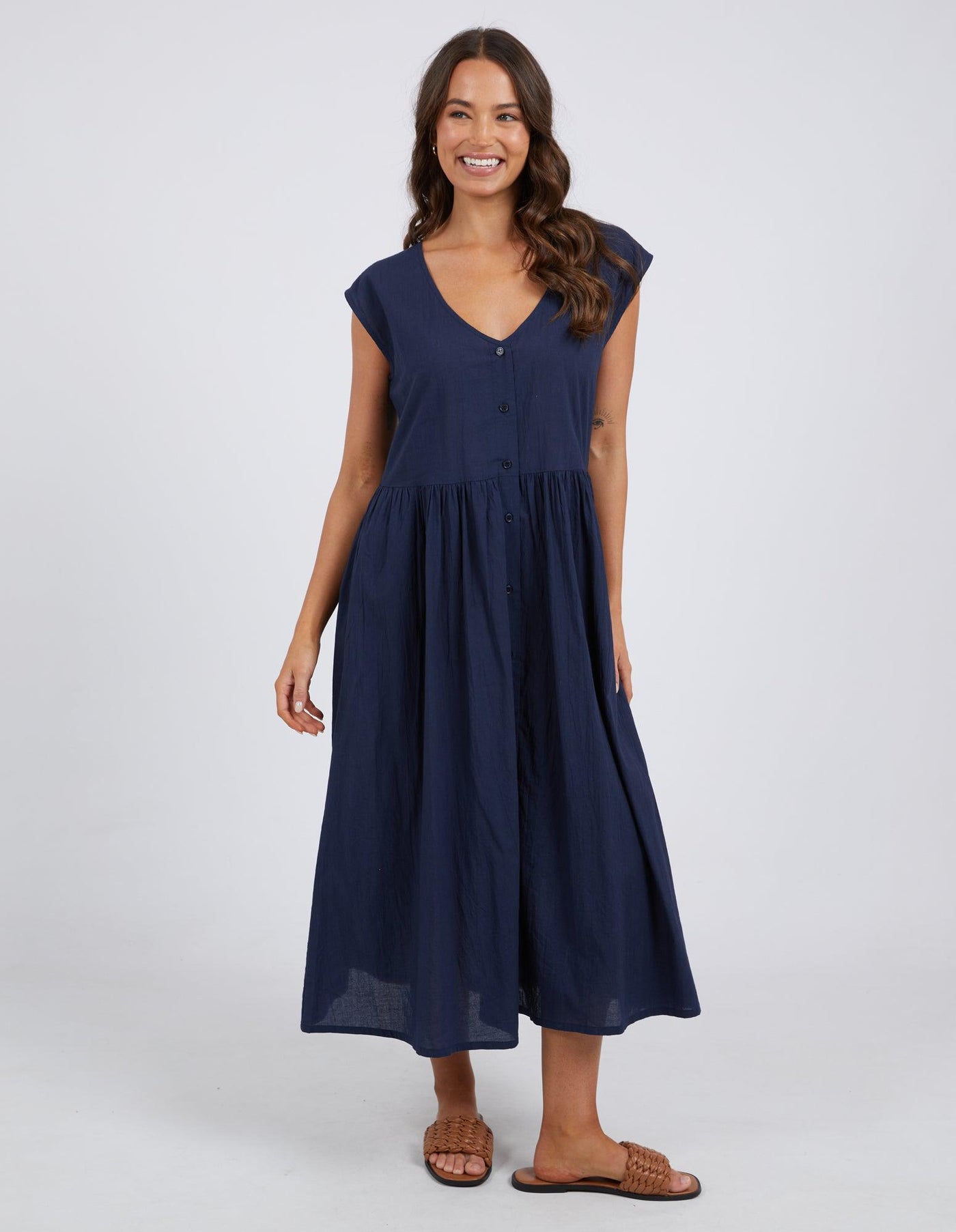 Blake Midi Dress - Navy-Elm Lifestyle-Lima & Co