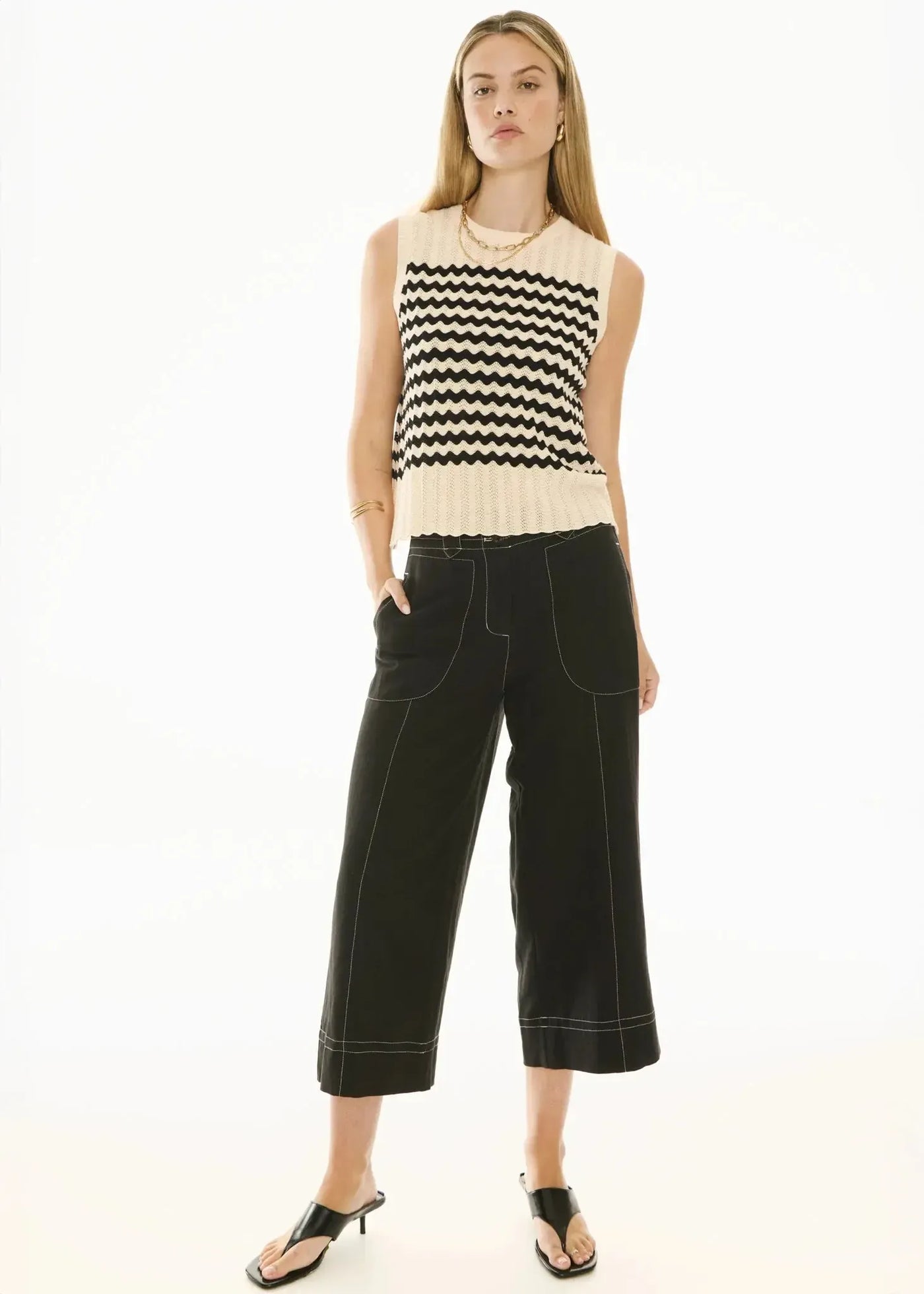 Bonde Tank Knit - Ivory/Black-Pol-Lima & Co