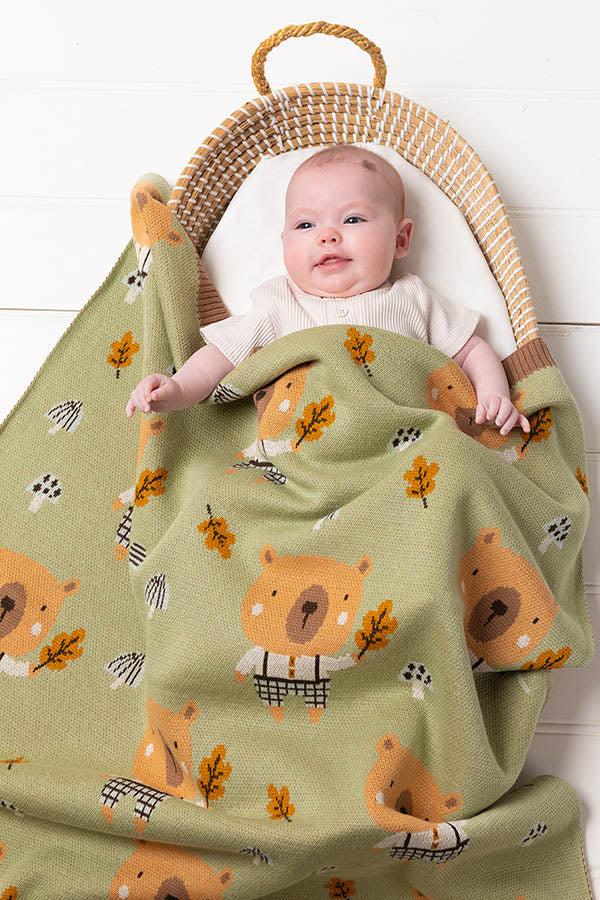 Bruce Bear Baby Blanket-Lima & Co-Lima & Co