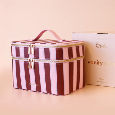 Burgundy Stripe Vanity Case - The Classic-Fox And Fallow-Lima & Co