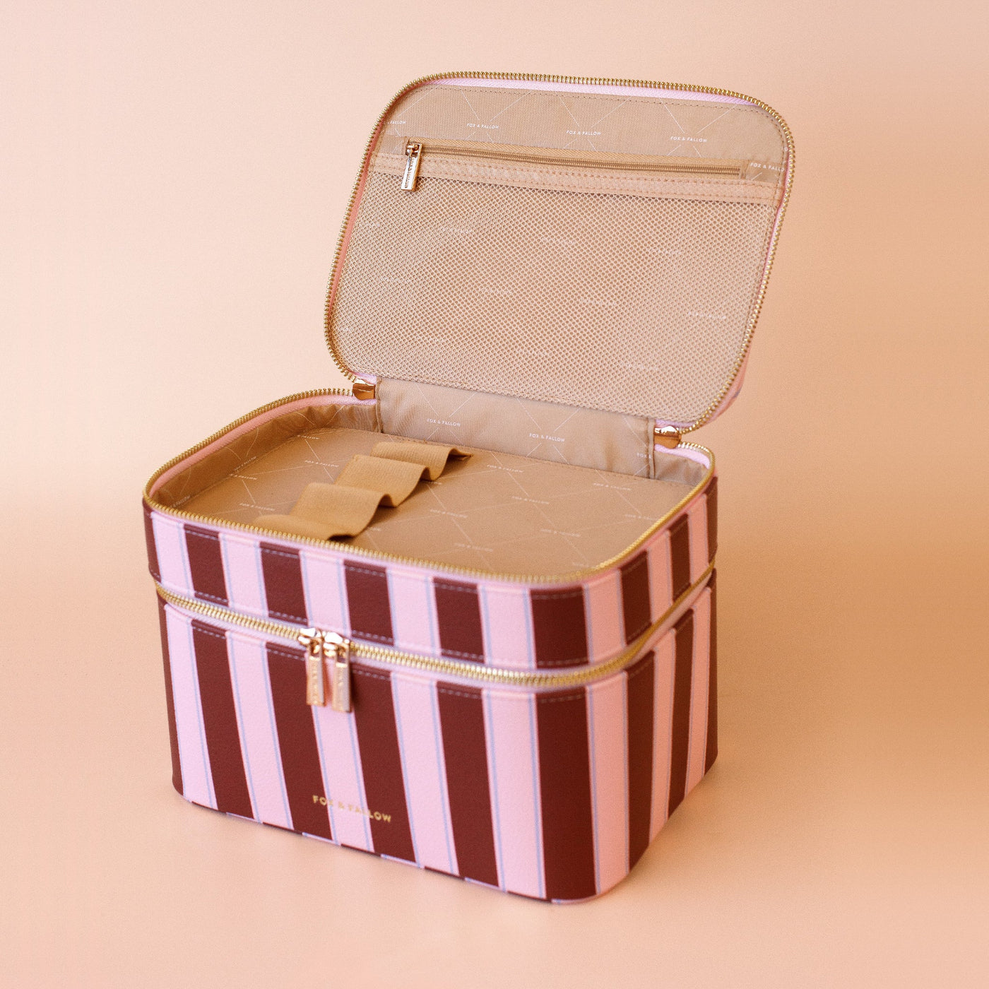 Burgundy Stripe Vanity Case - The Classic-Fox And Fallow-Lima & Co