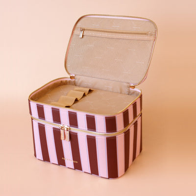 Burgundy Stripe Vanity Case - The Classic-Fox And Fallow-Lima & Co