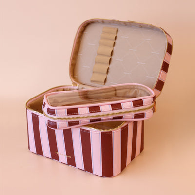 Burgundy Stripe Vanity Case - The Classic-Fox And Fallow-Lima & Co
